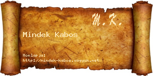 Mindek Kabos névjegykártya